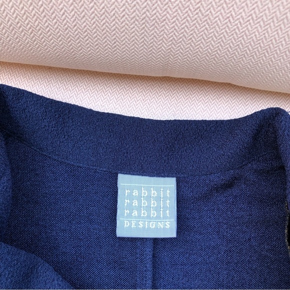 rabbit rabbit rabbit Designs 43N72Q60 Made USA Vintage Navy Long Over Dress 16P - Picture 10 of 12